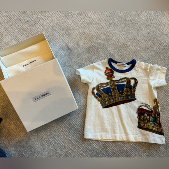 Dolce & Gabbana Other - Dolce & Gabbana White Kids Short Sleeve Tee with Crown Print